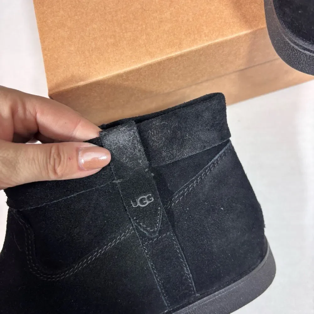 UGG Women’s Josefene Cuff Boot Black Suede Size 10 Excellent Condition